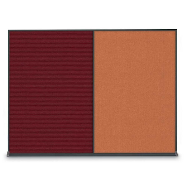 Double Door Radius Corkboard, 60"X36", B, UV8004-BLACK-DBURGU